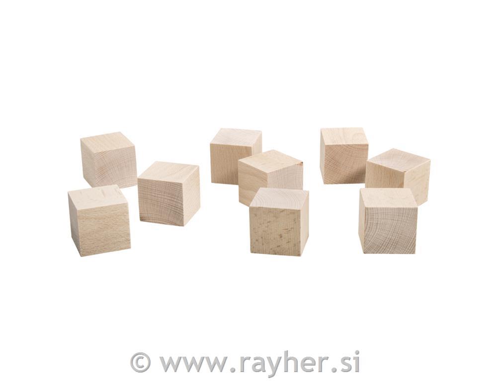 Lesene kocke, natur, 4.5x4.5x4.5cm, set 9