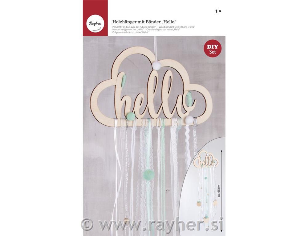 Ustvarjalni set "Hello", mint, lesen oblak: 22x12.5cm