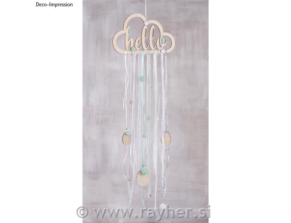 Ustvarjalni set "Hello", mint, lesen oblak: 22x12.5cm