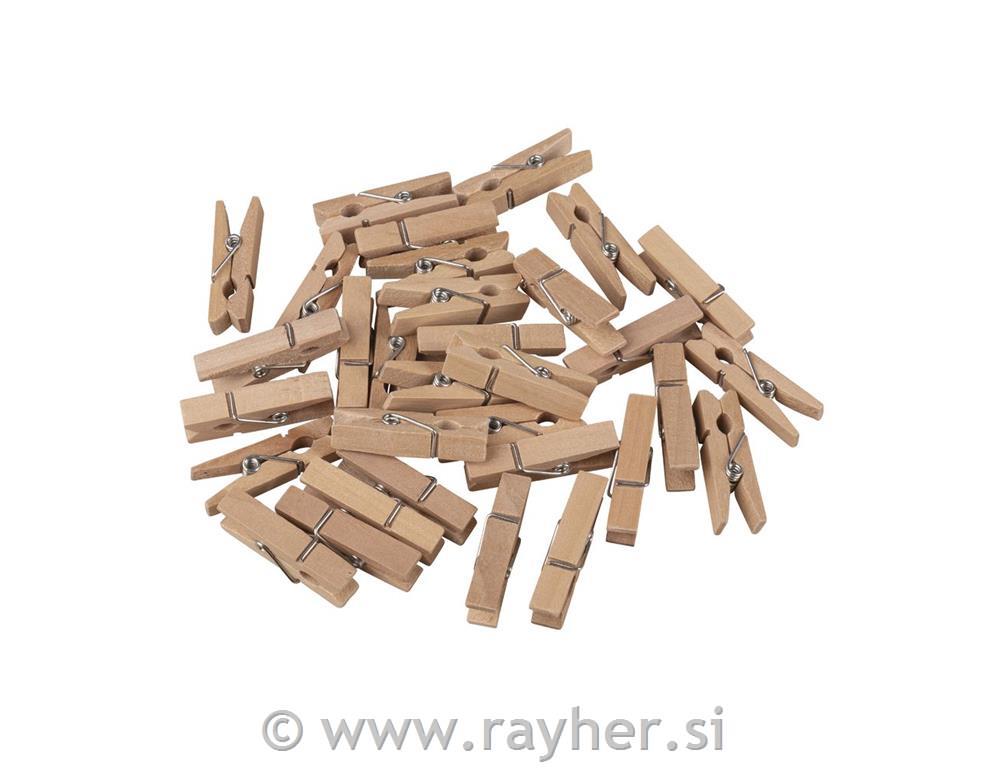Lesene ščipalke, natur, 35mm, 32 kosov
