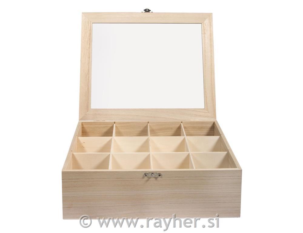 Lesena škatla za čaj, 28.5x23.5x9cm