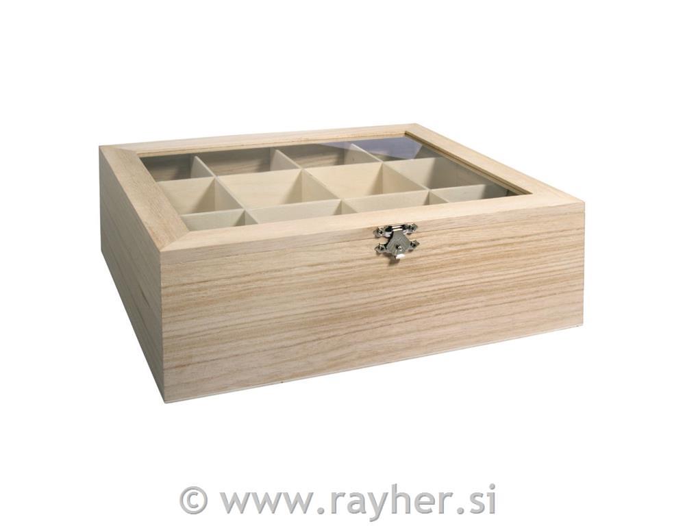 Lesena škatla za čaj, 28.5x23.5x9cm