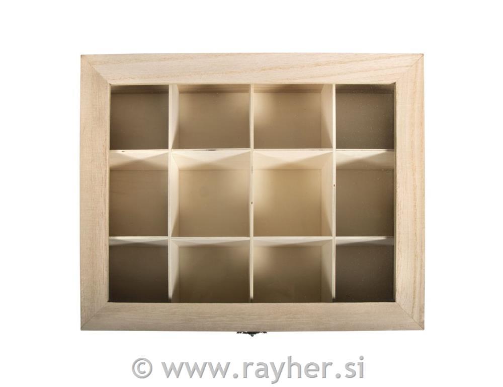 Lesena škatla za čaj, 28.5x23.5x9cm