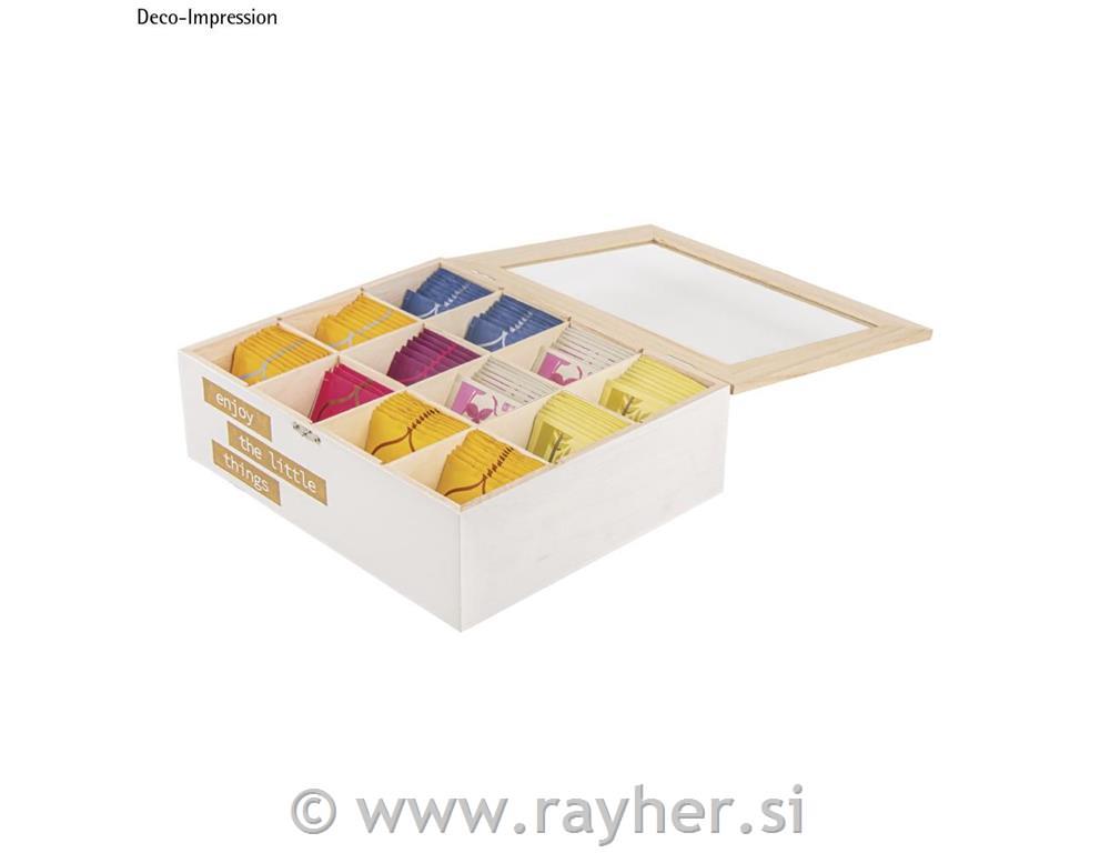 Lesena škatla za čaj, 28.5x23.5x9cm