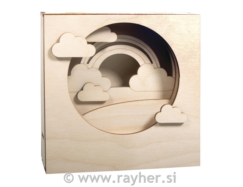Lesena sestavljanka 3D, Oblak, natur, 15.5x15.5x3.4cm, 12-de