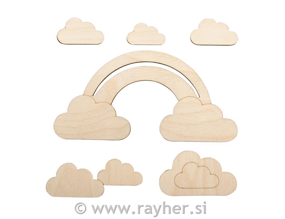 Wood.motif Small cloud, FSCMixCred16.8x8.3cm, 6-part, tab-bag 1setnatural