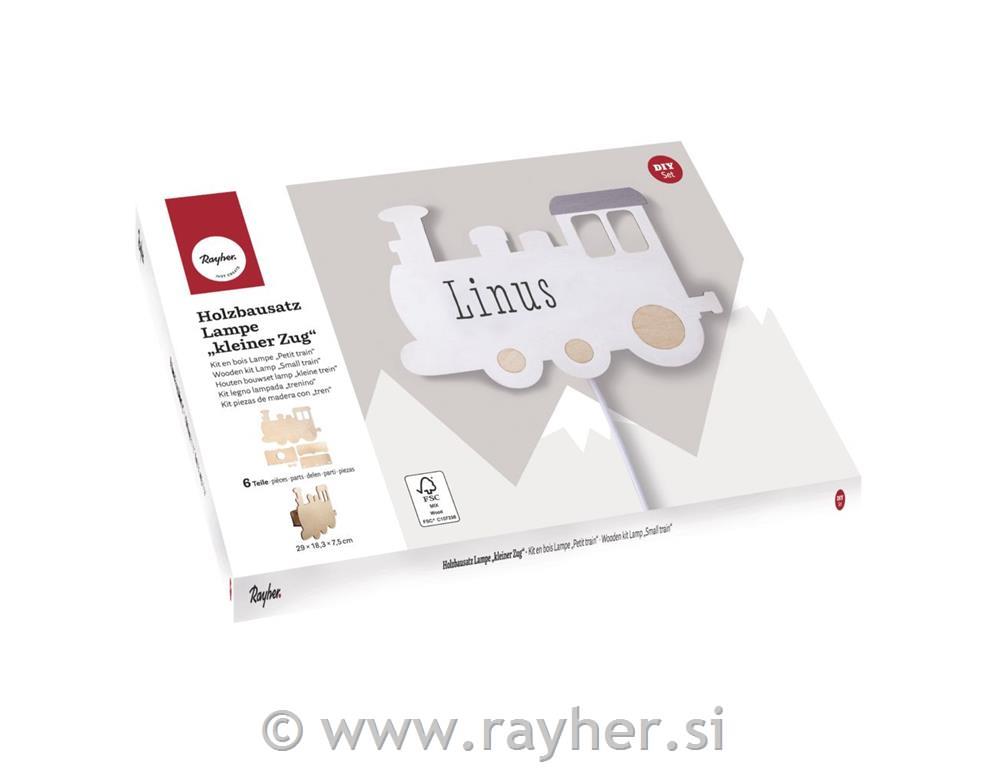 Nočna lučka Vlak, natur, lesena, 29x18.3x7.5cm, 6-delni set