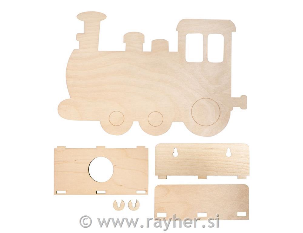 Nočna lučka Vlak, natur, lesena, 29x18.3x7.5cm, 6-delni set