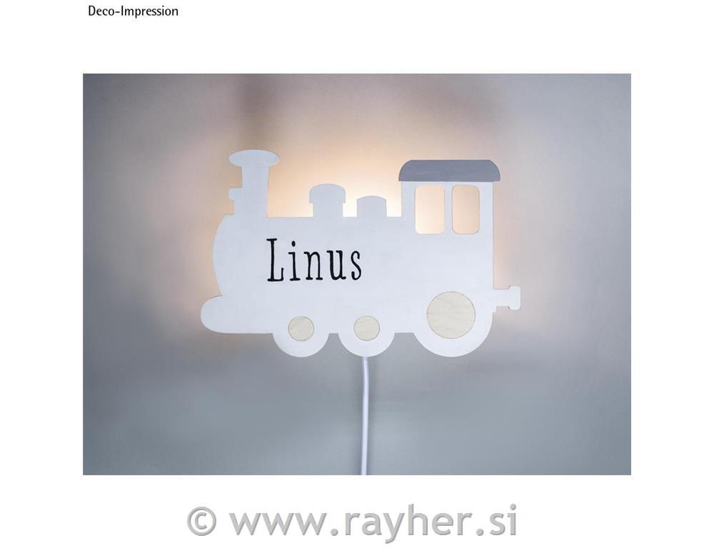 Nočna lučka Vlak, natur, lesena, 29x18.3x7.5cm, 6-delni set