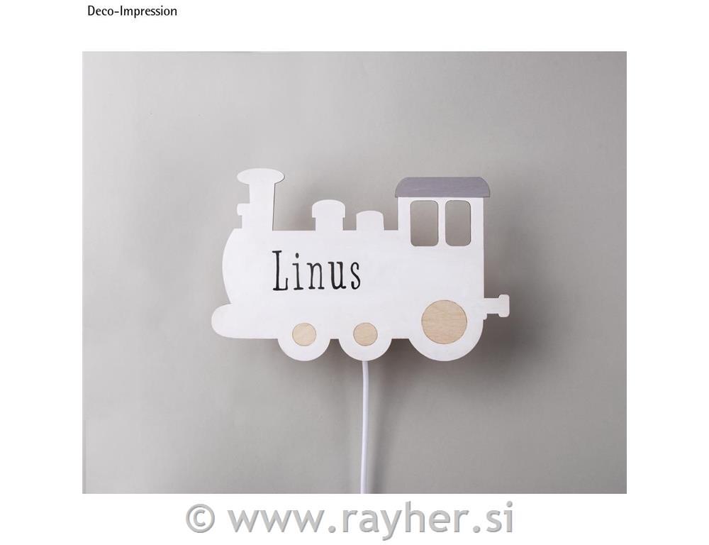 Nočna lučka Vlak, natur, lesena, 29x18.3x7.5cm, 6-delni set