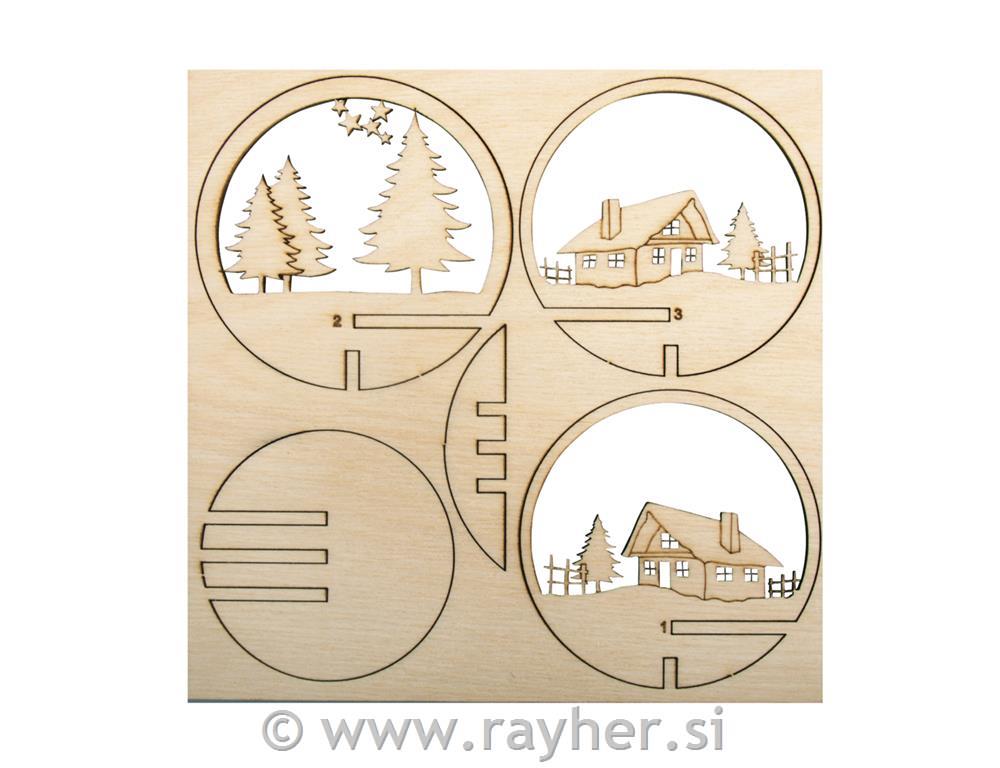 Wood.plug-in Chalet, FSCMixCred, 7.5cm o5-part, tab-bag 1setnatural