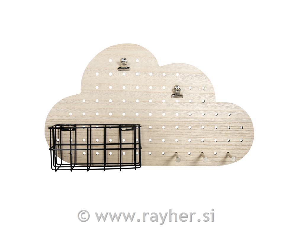 Pin & Peg set, deska za obešanje Oblak, 40x10x23.5cm