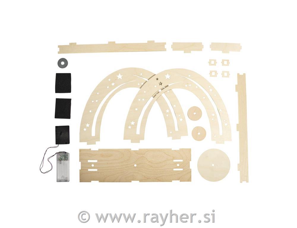 Wood 3D const.kit"Nachthimmel"FSCMixCred30x9x23cm, +turntable, boxnatural