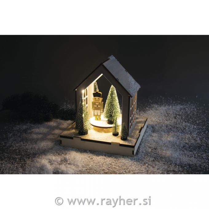 Lesena sestavljanka 3D, Hiška vrtljiva, natur, 30x9x23cm