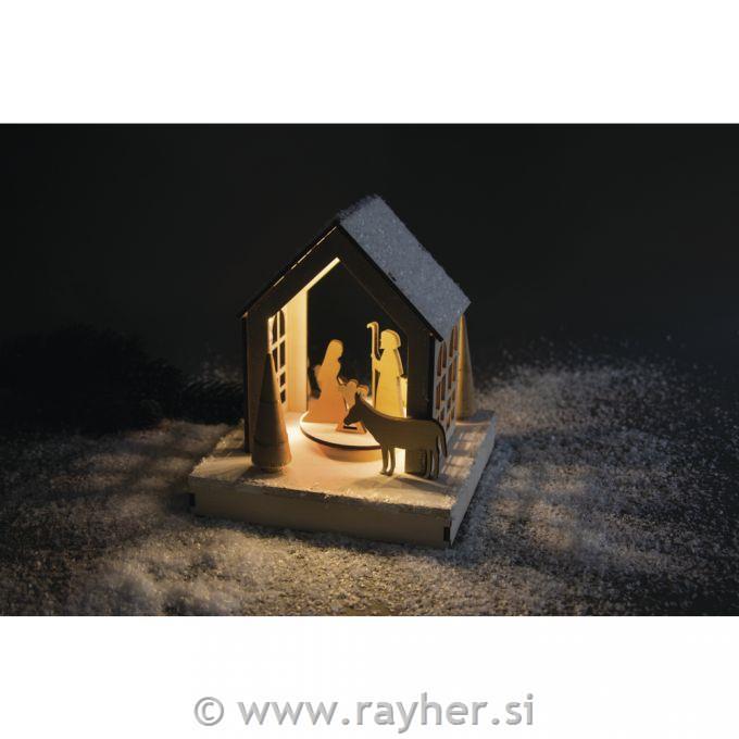 Lesena sestavljanka 3D, Hiška vrtljiva, natur, 30x9x23cm