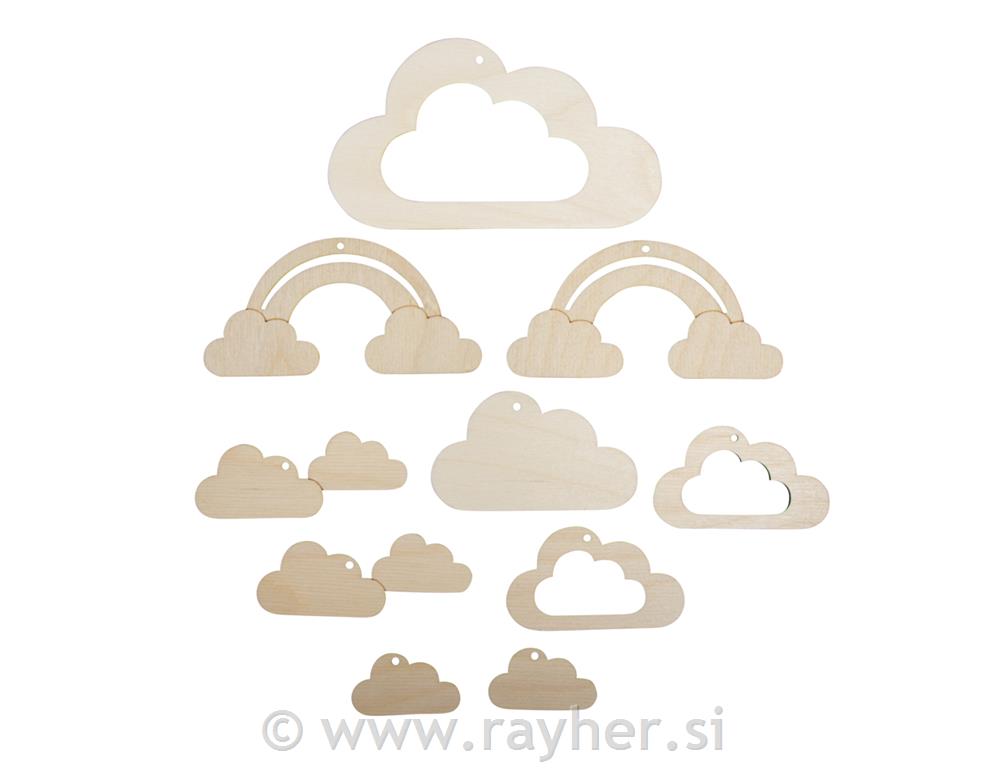 W.pendant f.baby mob.Sm.cloud,FSCMixCred10-part, 4.5-14cm, tab-bag 1setnatural