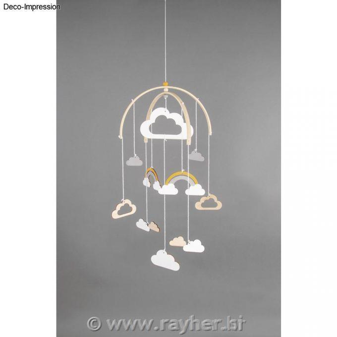 W.pendant f.baby mob.Sm.cloud,FSCMixCred10-part, 4.5-14cm, tab-bag 1setnatural