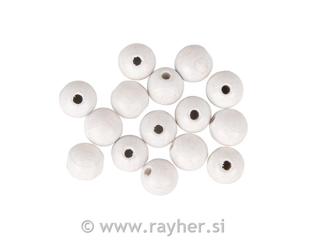 Lesene kroglice 10mm, mat bele, set 35