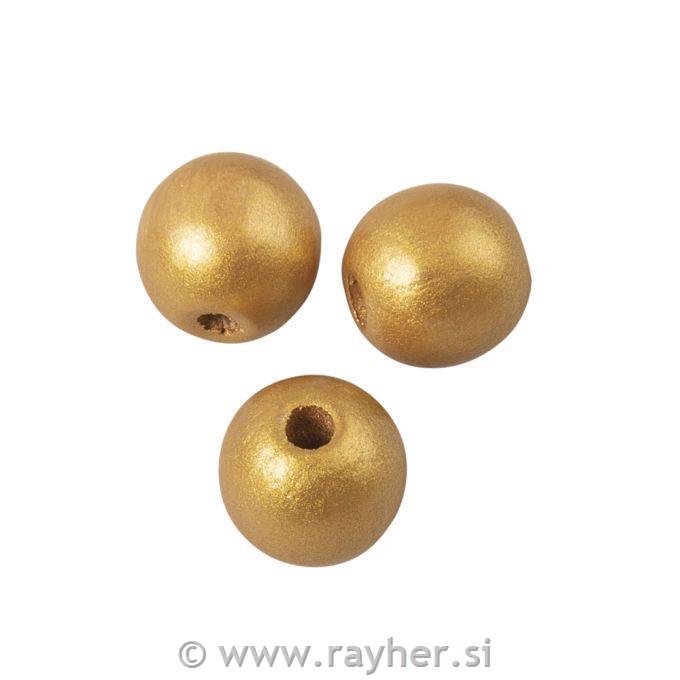 Lesene kroglice 10mm, mat zlate, set 35