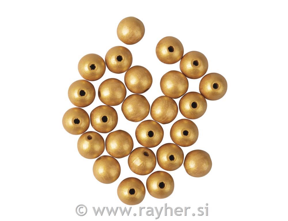 Lesene kroglice 12mm, mat zlate, set 25