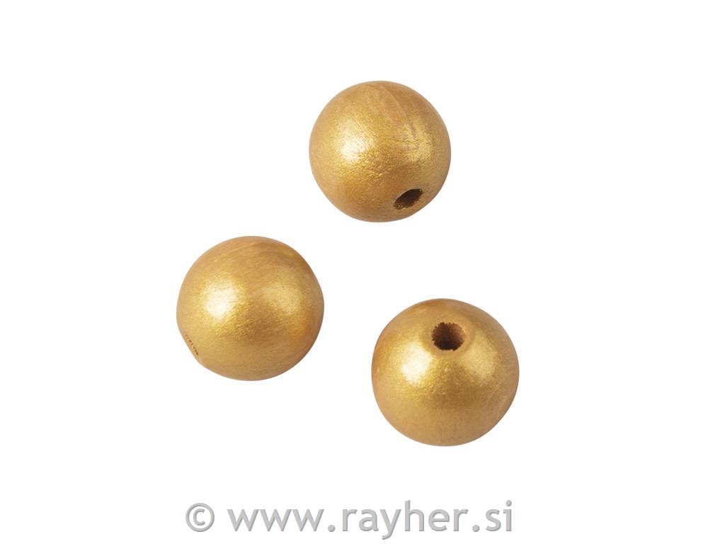 Lesene kroglice 12mm, mat zlate, set 25