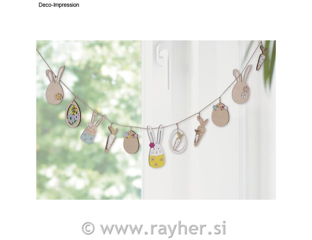 Wood garland Easter, FSC Mix Credit, natural, 1.8-11.8cm, assort., +cord, box 1s