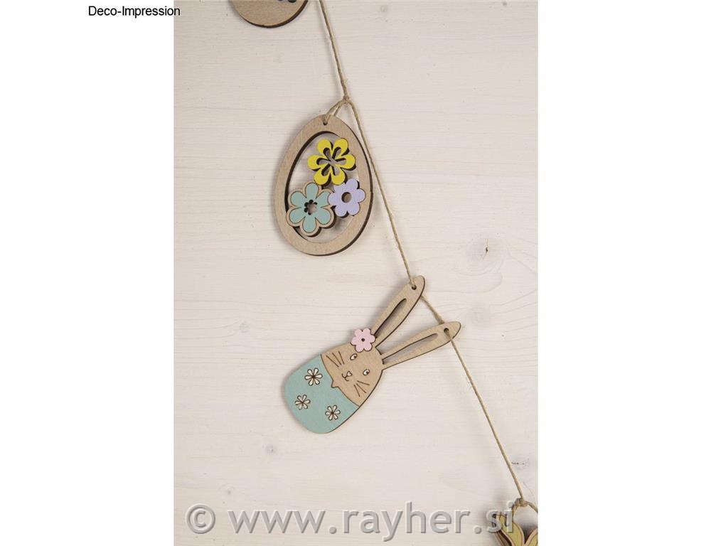 Wood garland Easter, FSC Mix Credit, natural, 1.8-11.8cm, assort., +cord, box 1s