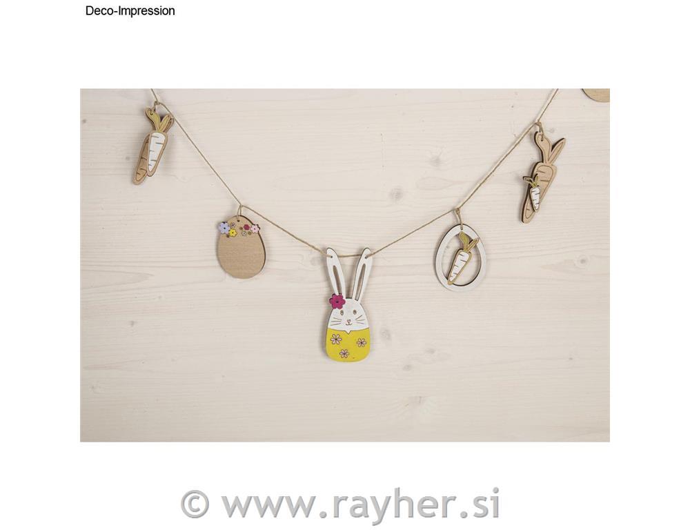 Wood garland Easter, FSC Mix Credit, natural, 1.8-11.8cm, assort., +cord, box 1s