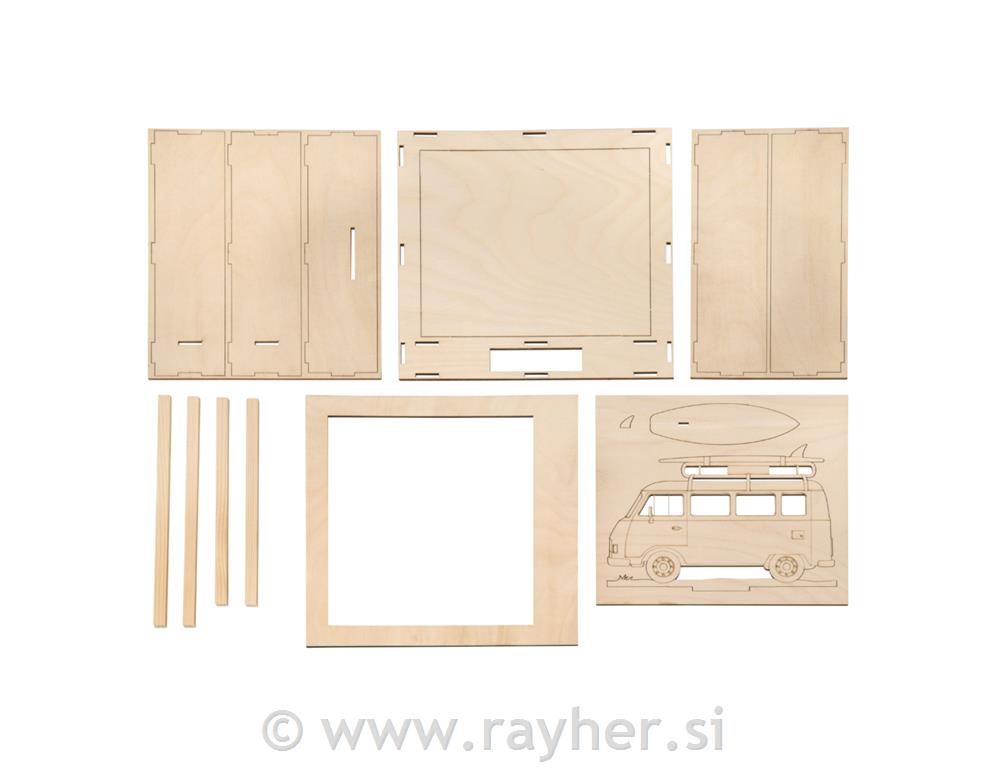 Lesena sestavljanka Avtodom, 24x24x6,5cm, 13 delna