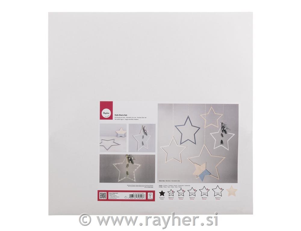 Zvezde lesene 22,5-42,5 cm set 6