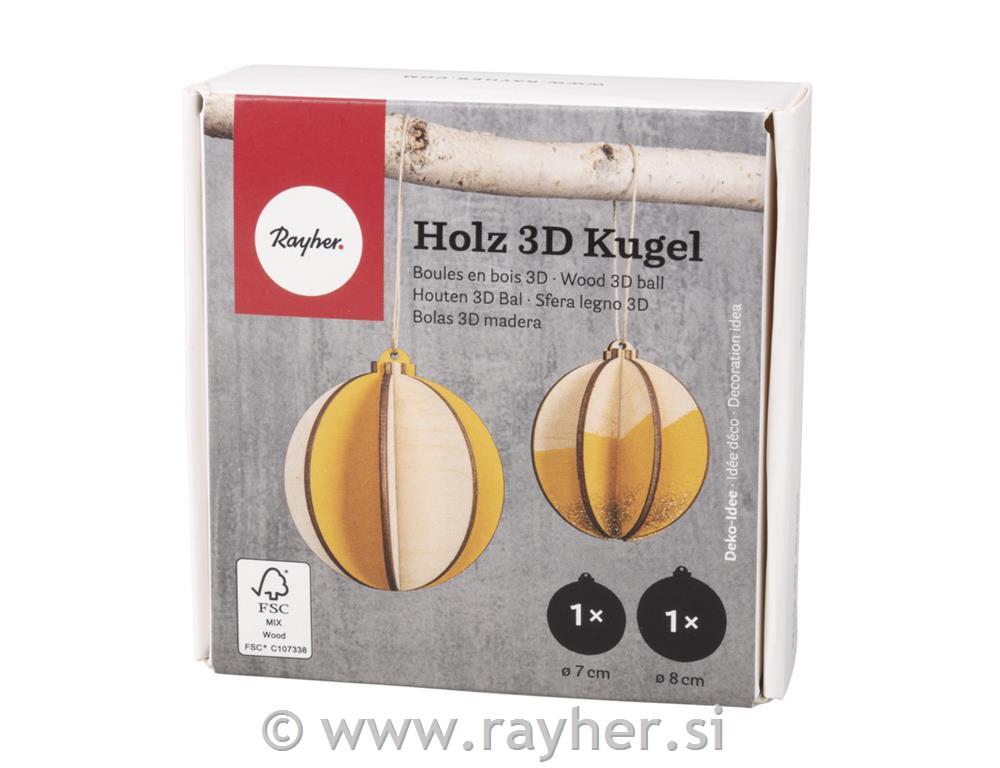 Wood 3D ball set 27 and 8 cmnatural