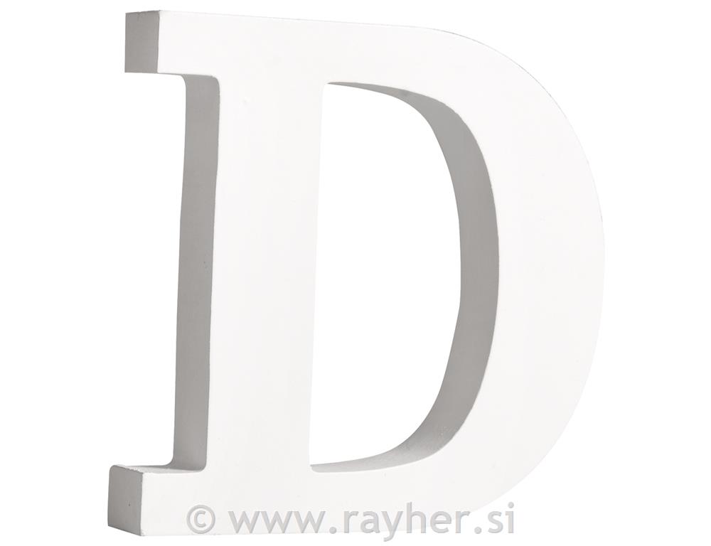 Črka lesena "D" , bela, 11cm, 2cm
