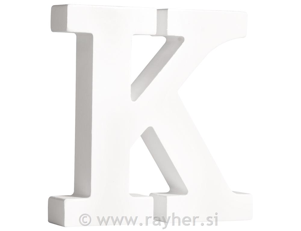 Črka lesena "K" , bela, 11cm, 2cm