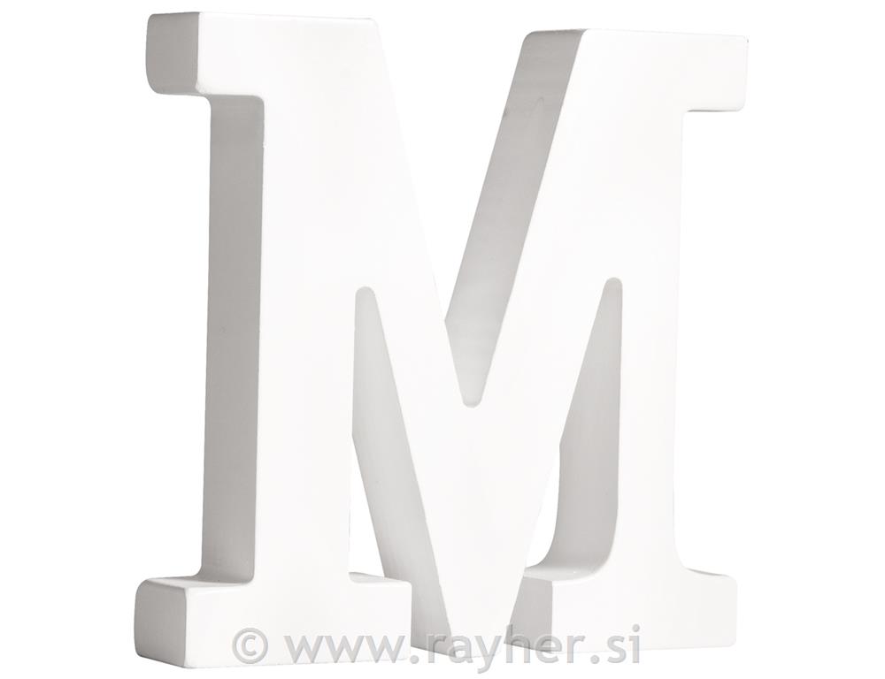 Črka lesena "M" , bela, 11cm, 2cm