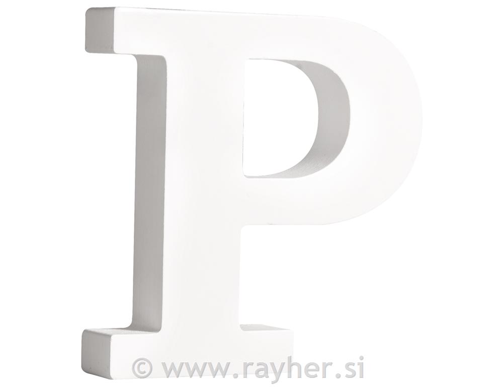 Črka lesena "P" , bela, 11cm, 2cm
