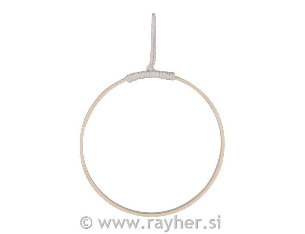 Bamboo ring w.suspension cord, 18cm o, nto hang up