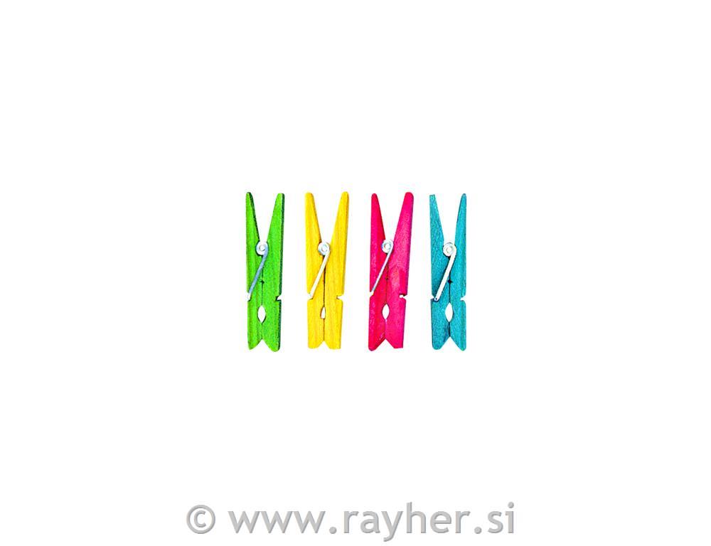 Lesene ščipalke, 4,5 cm, mešane, 24 kom, FSC