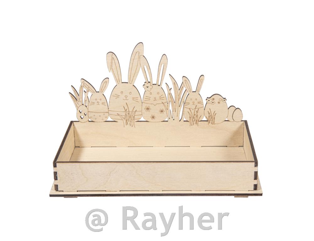 Lesen pladenj Velikonočni zajčki, 20x12x12,5cm