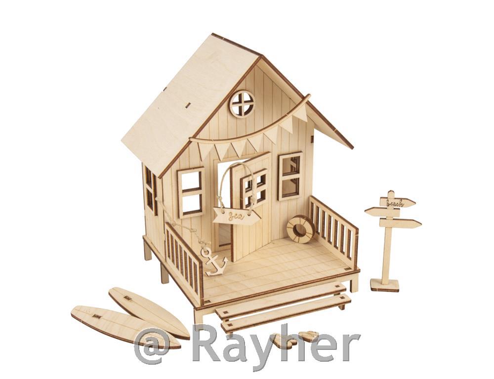 Lesena sestavljanka Hiša na plaži, 13,5 x 13 x 18 cm, 36-delni set