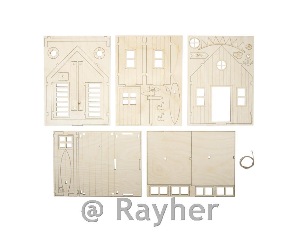 Lesena sestavljanka Hiša na plaži, 13,5 x 13 x 18 cm, 36-delni set