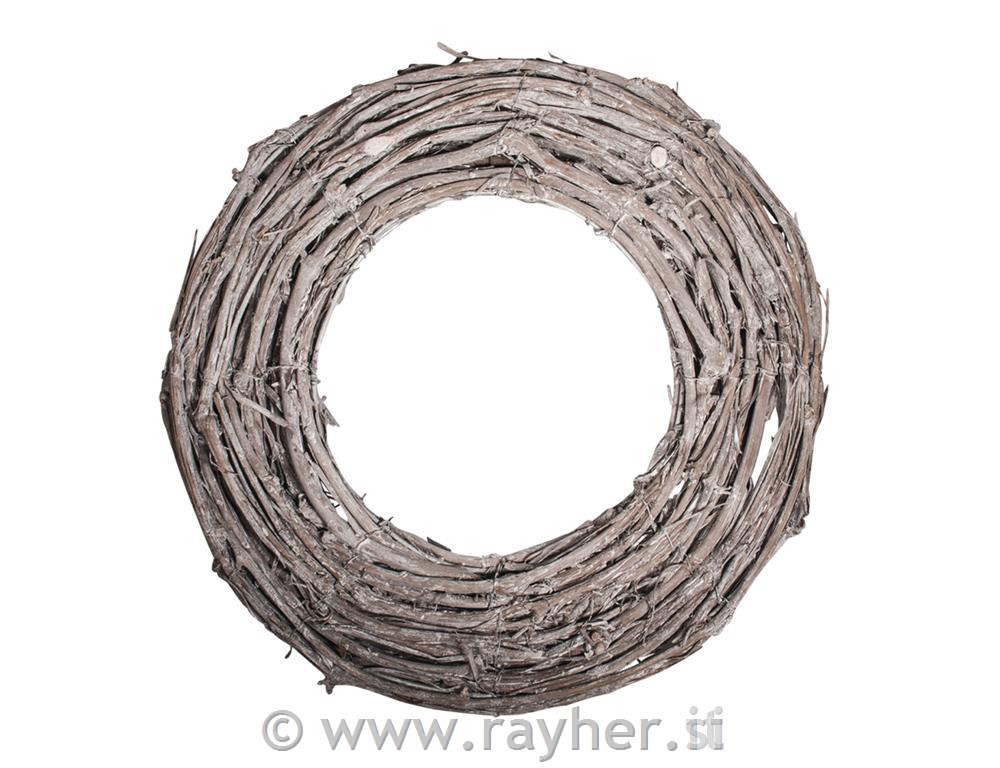 Whitewashed grapevine wreath, 30cm o7x2cm, flatnatural