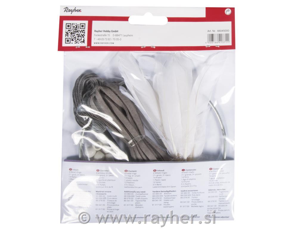 Set za izd. lovilca sanj, sivo bel 17x33 cm