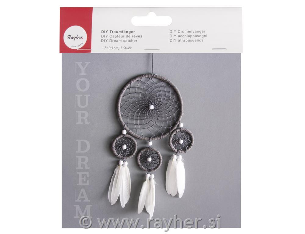 Set za izd. lovilca sanj, sivo bel 17x33 cm