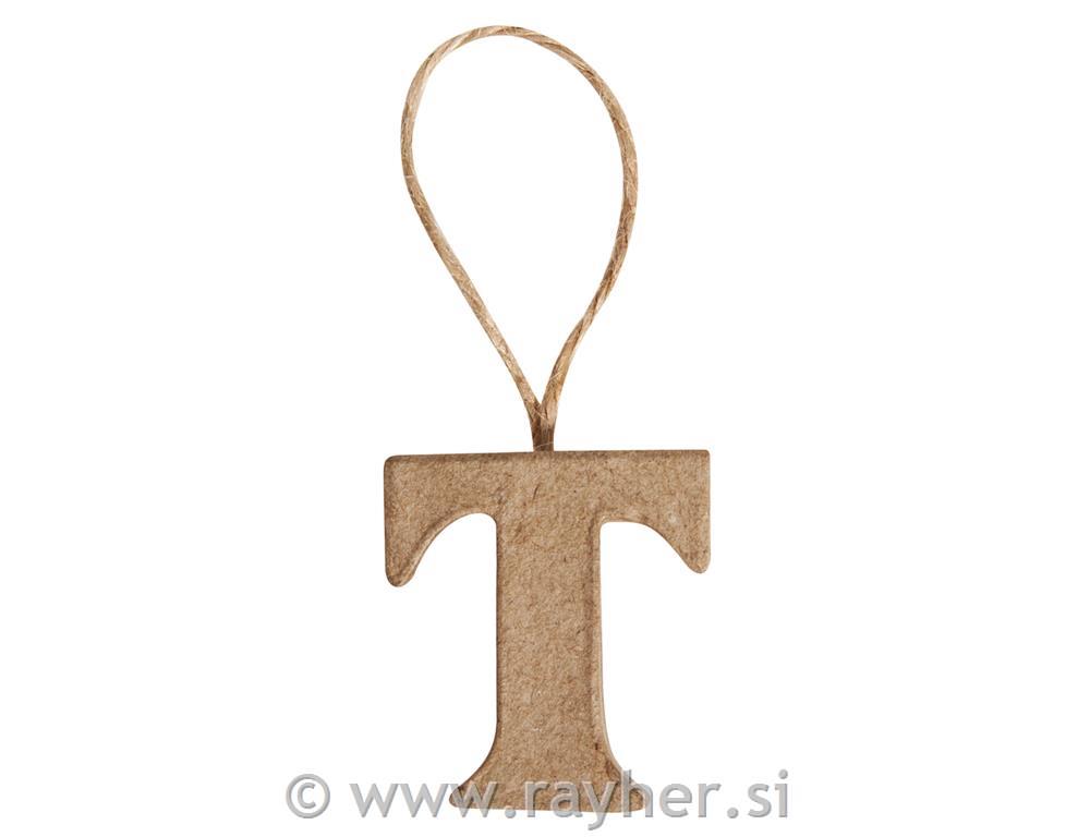 Črka iz pap. mase "T", 4x3.5x1cm, za obesit