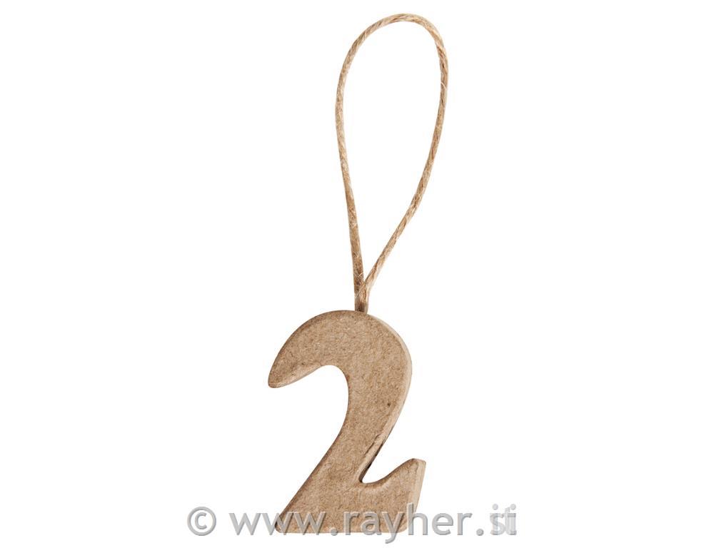 Številka iz pap. mase "2", 4x2.5x1cm, za obesit