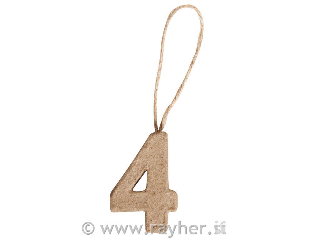 Papier-mâché Numbers "4" FSC Recycled 104x2.7x1cm, with Hanger