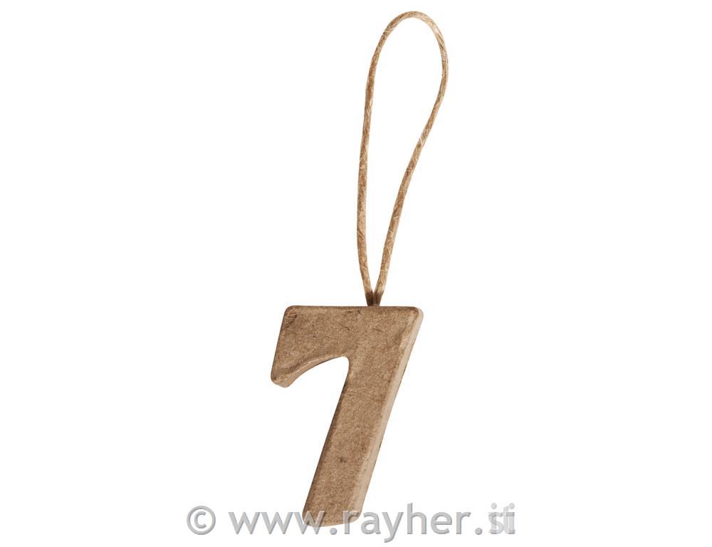 Papier-mâché Numbers "7" FSC Recycled 104x2.5x1cm, with Hanger