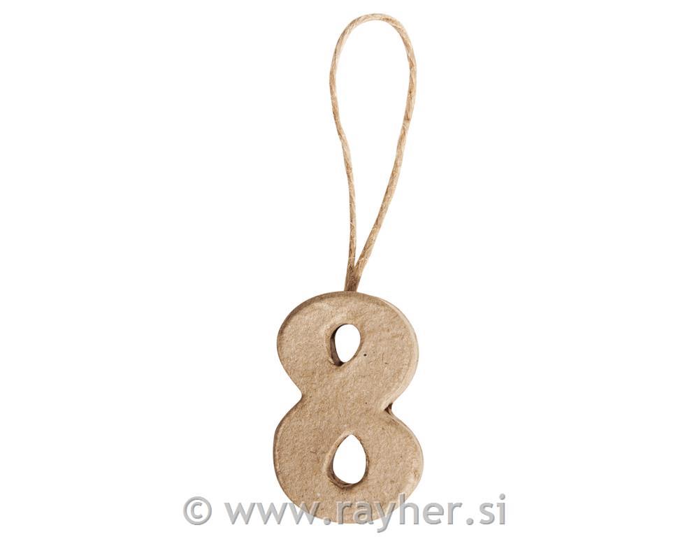 Papier-mâché Numbers "8" FSC Recycled 104x2.5x1cm, with Hanger