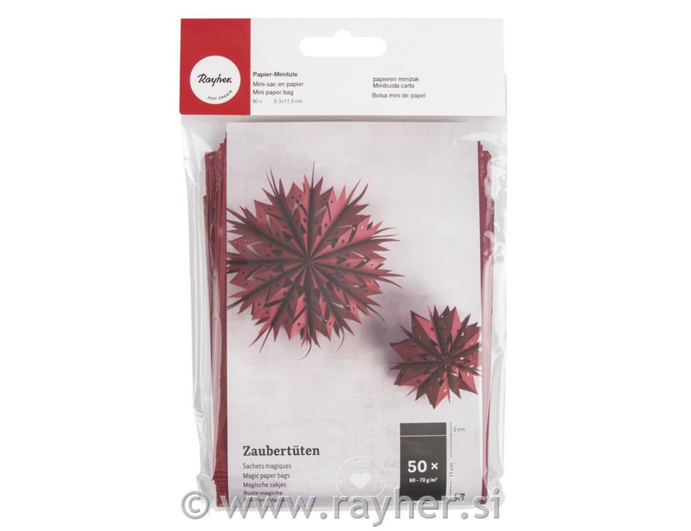 Vrečke papirnate 5,3x11,5 cm 60g, 50 kosov, bordo rdeče