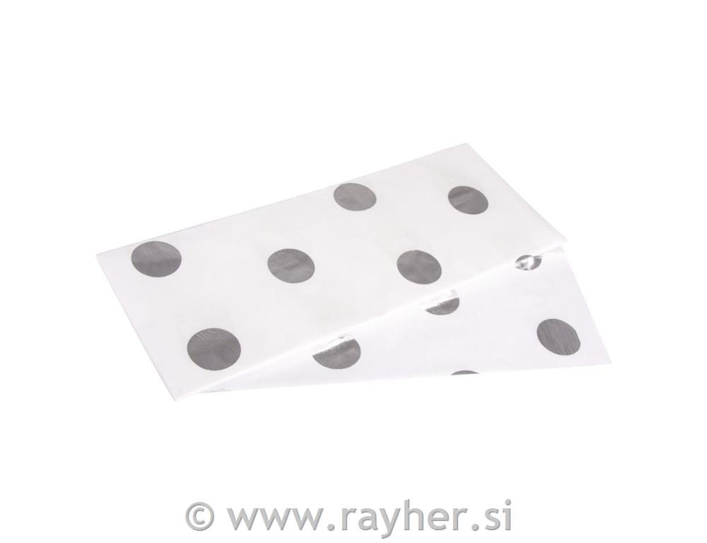 Tissue paper Dots, silver, 50x75cm,17g/m,colourfast,tab-bag 3sheets